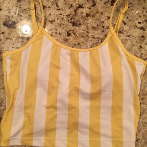 Kortni Jeane yellow stripe latter-back top
